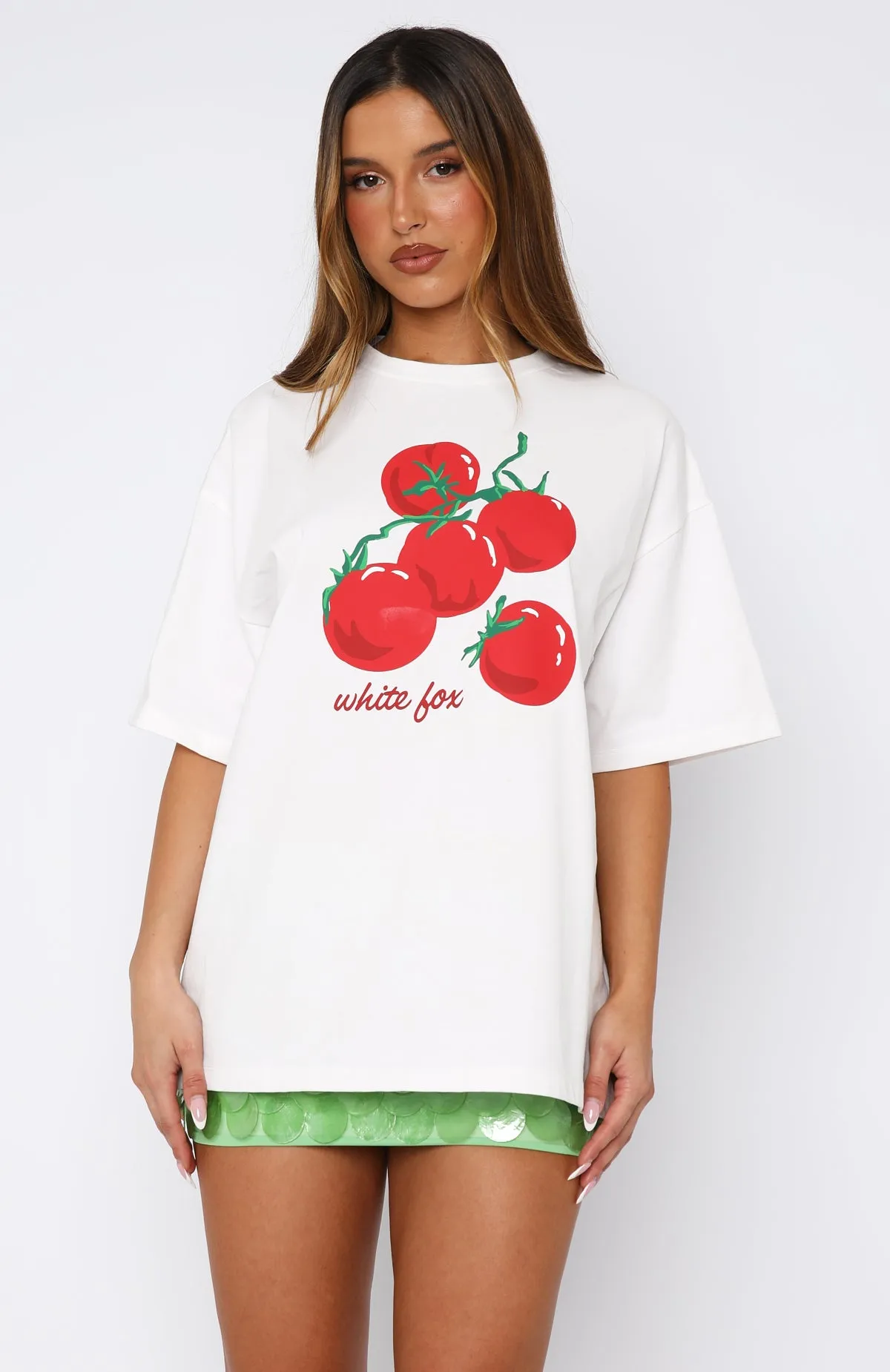 DurableStitching MoistureWickingMaterial On The Vine Oversized Tee White