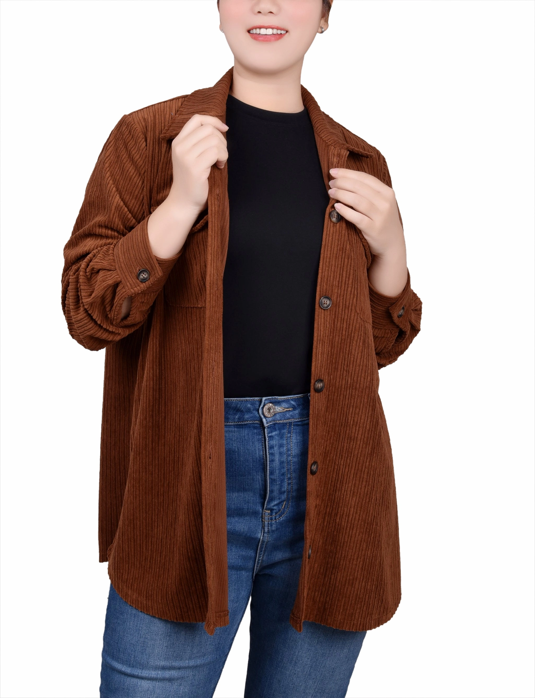 Wrinkle resistant fabric Long Sleeve Corduroy Shirtjacket