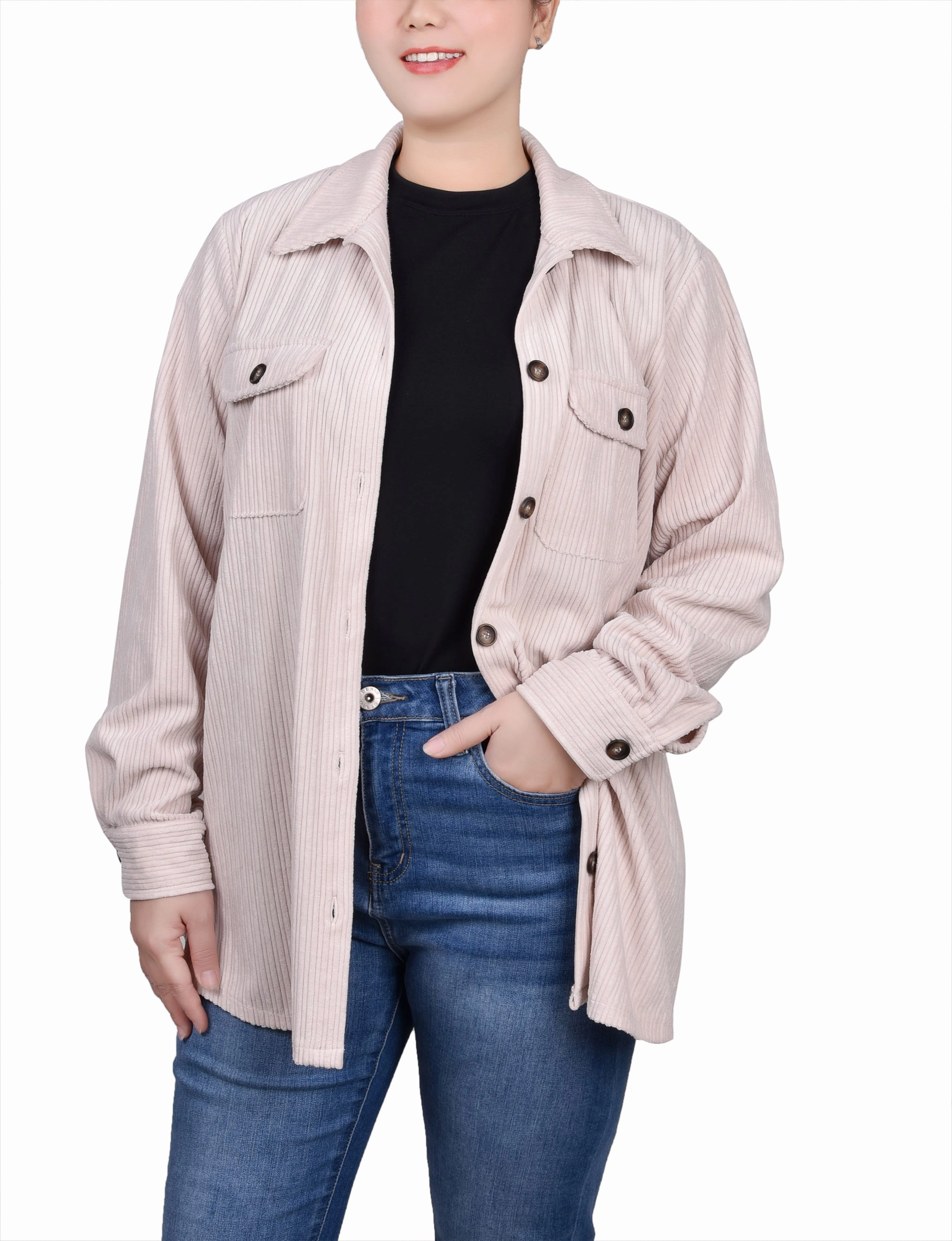 Long Sleeve Corduroy Shirtjacket Petal Sleeve Architecture