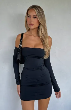 Bad Reputation Long Sleeve Mini Dress Black Microfiber Material ZeroWastePattern