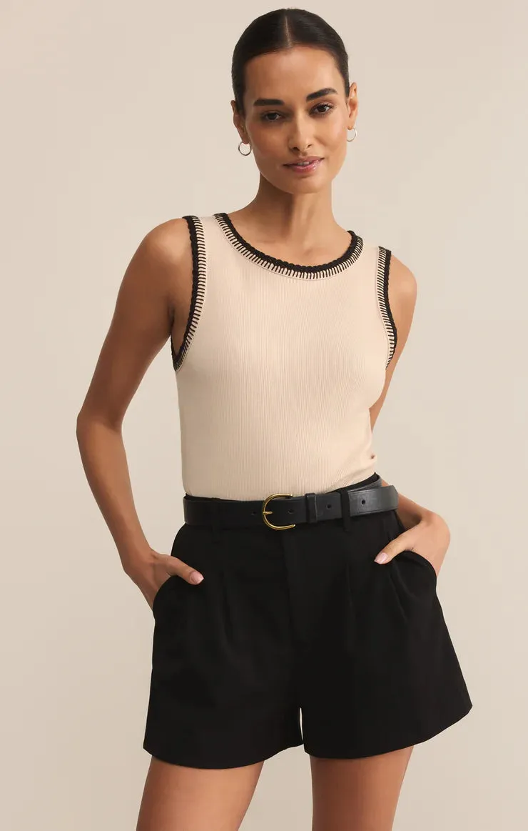 Social Whipstitch Tank Tailored Placket Curved Hem