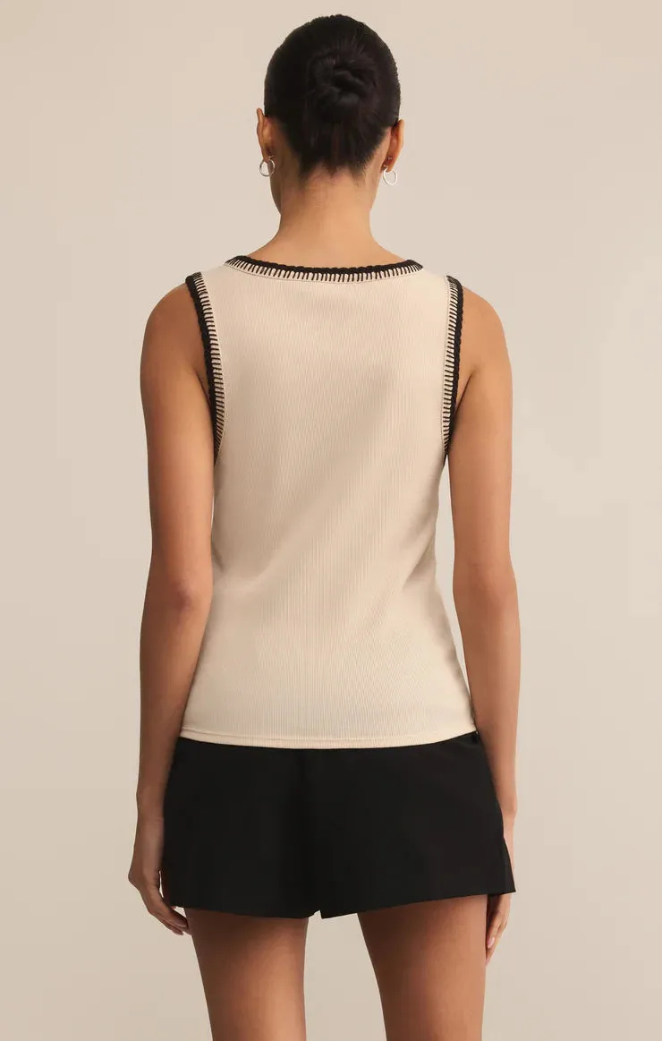 Social Whipstitch Tank Zero Waste Cut Pattern Relaxed Crew Neck Opening