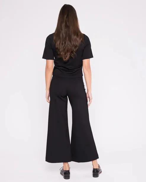 Relaxed Waist Ponte Crop Wide Leg Pant