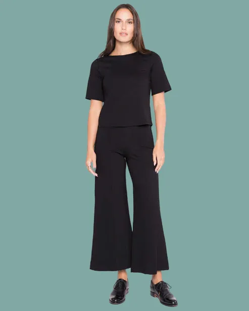 Ponte Crop Wide Leg Pant AbrasionResistantFabric Snug Fit