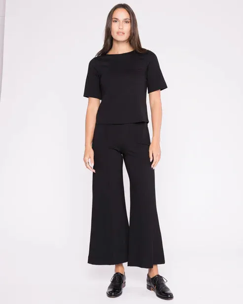 Soft Brushed Lining Ponte Crop Wide Leg Pant
