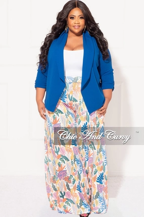 Final Sale Plus Size Blazer in Royal Blue Easy Movement Effortless Comfort