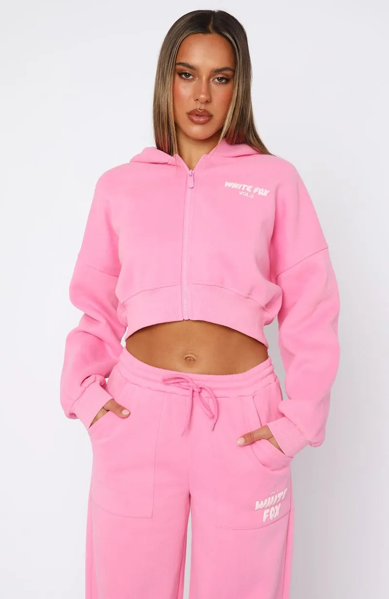 Home Comfort Offstage Cropped Zip Hoodie Bubblegum