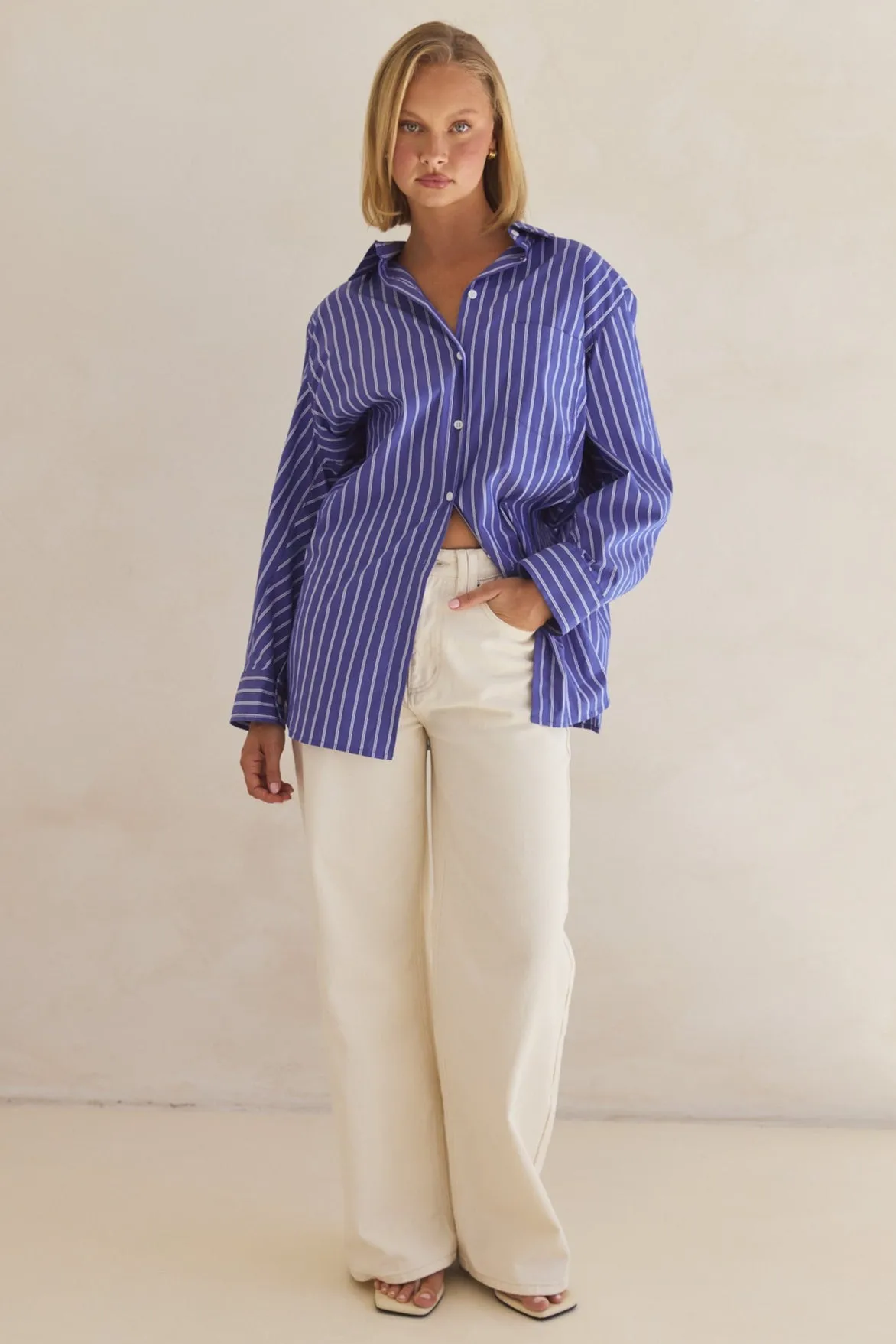 Eden Shirt (Blue) Winter Fashion Flexible Hemline