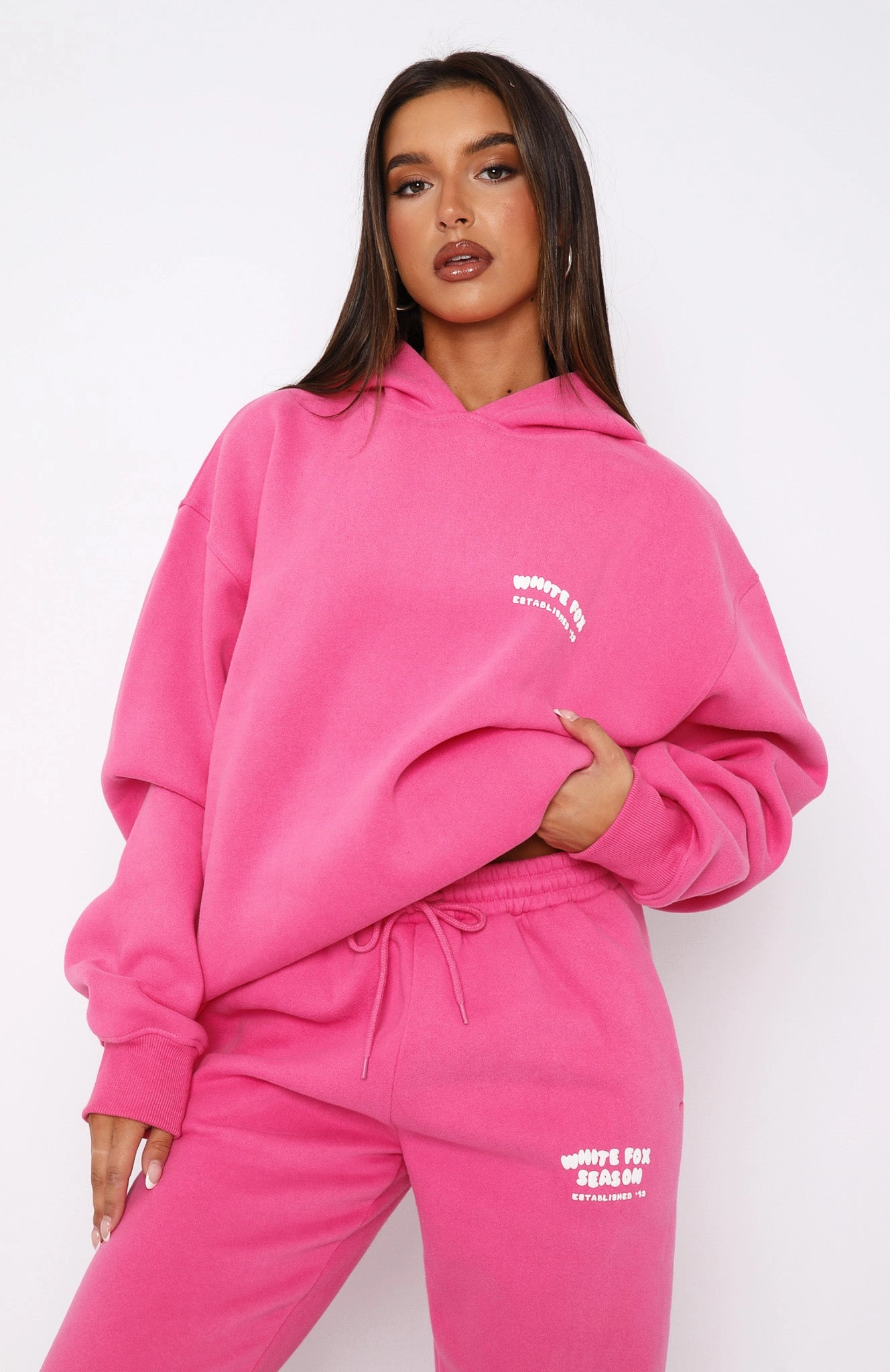 Wrinkle resistant fabric The Main Season Oversized Hoodie Hot Pink