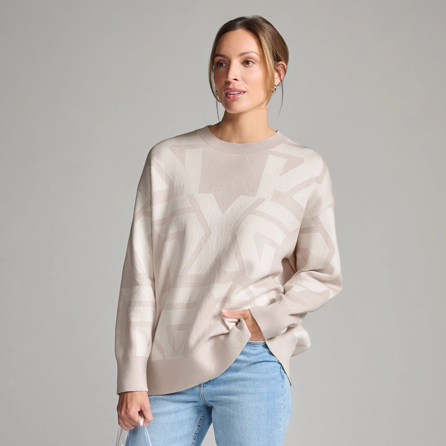 Women's All Over Logo Sweater Non Slip Collar