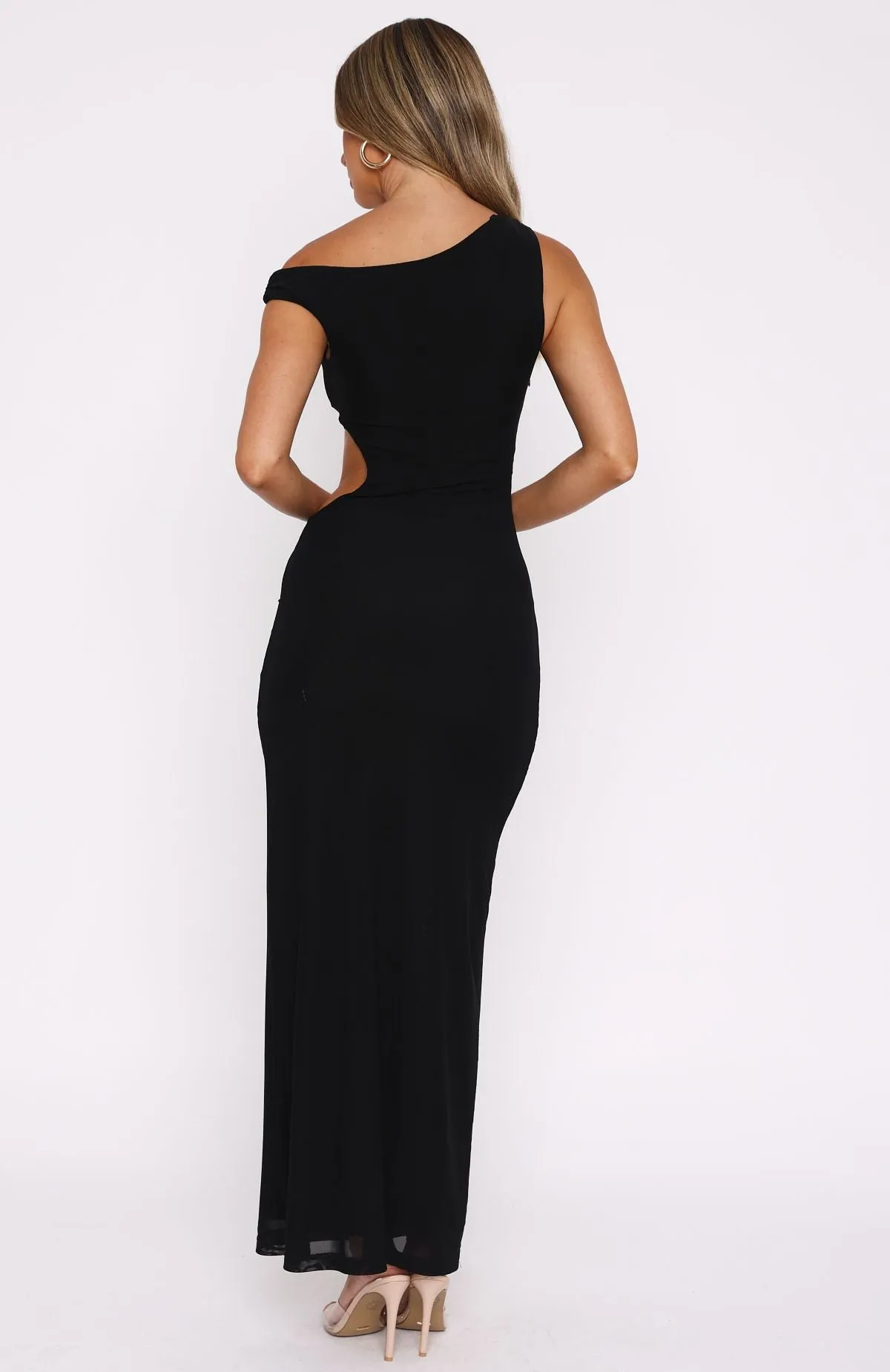 Living For The Weekend Mesh Maxi Dress Black EcoFriendly Material ConvertibleCollar