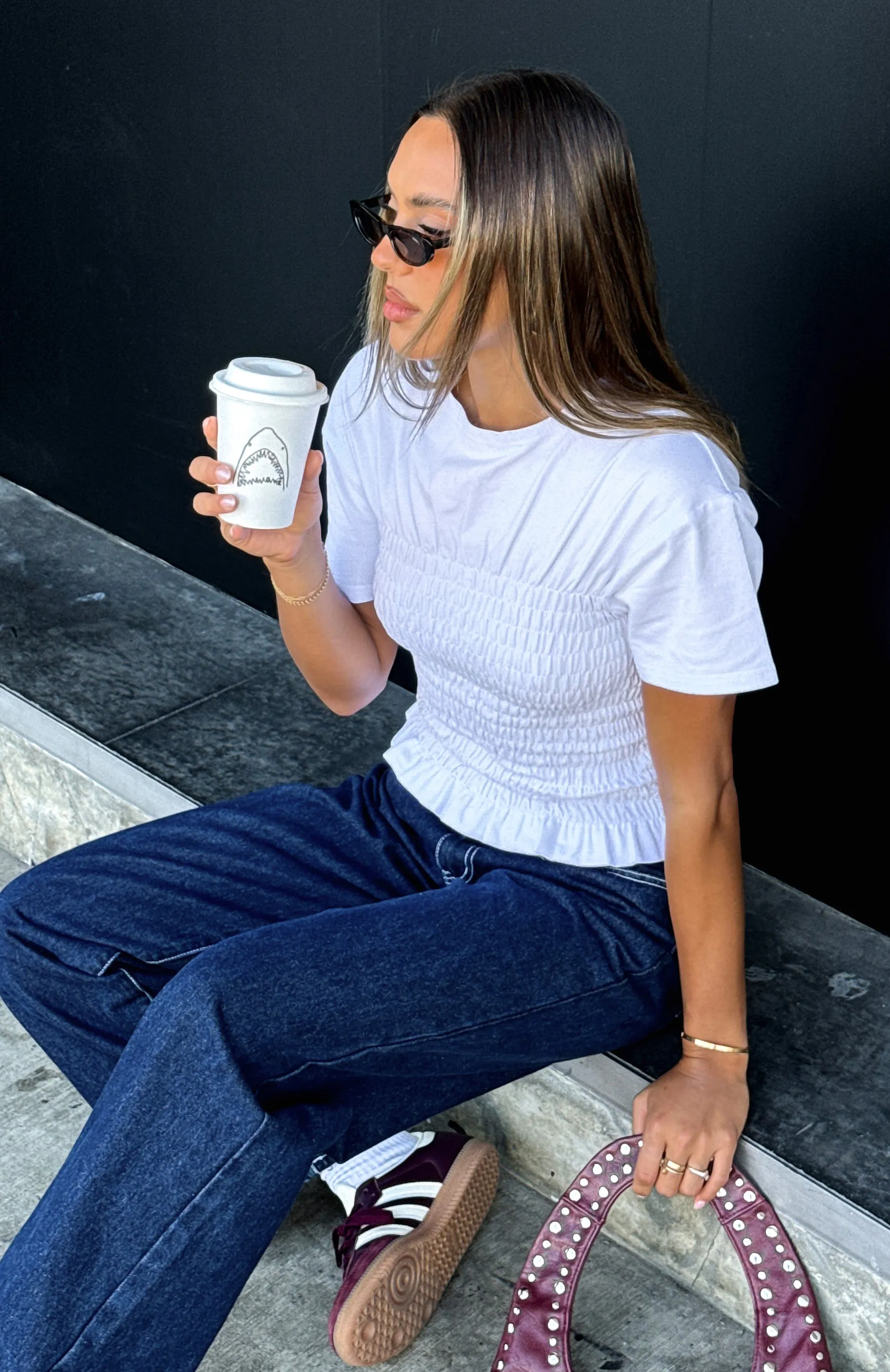 Took Control Ruched Top White ConvertibleCollar