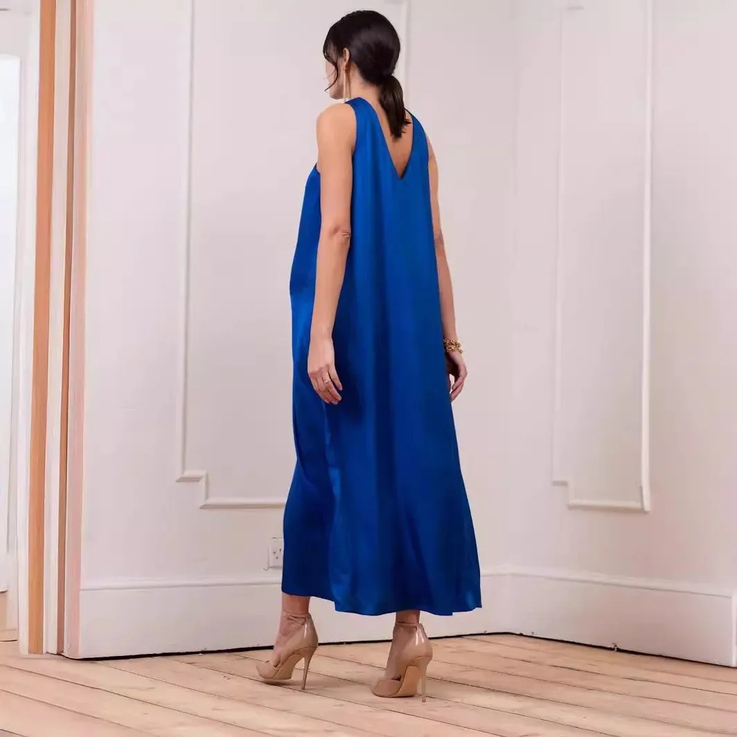 Elegant A-Line Maternity Midi Dress with Bow Detail