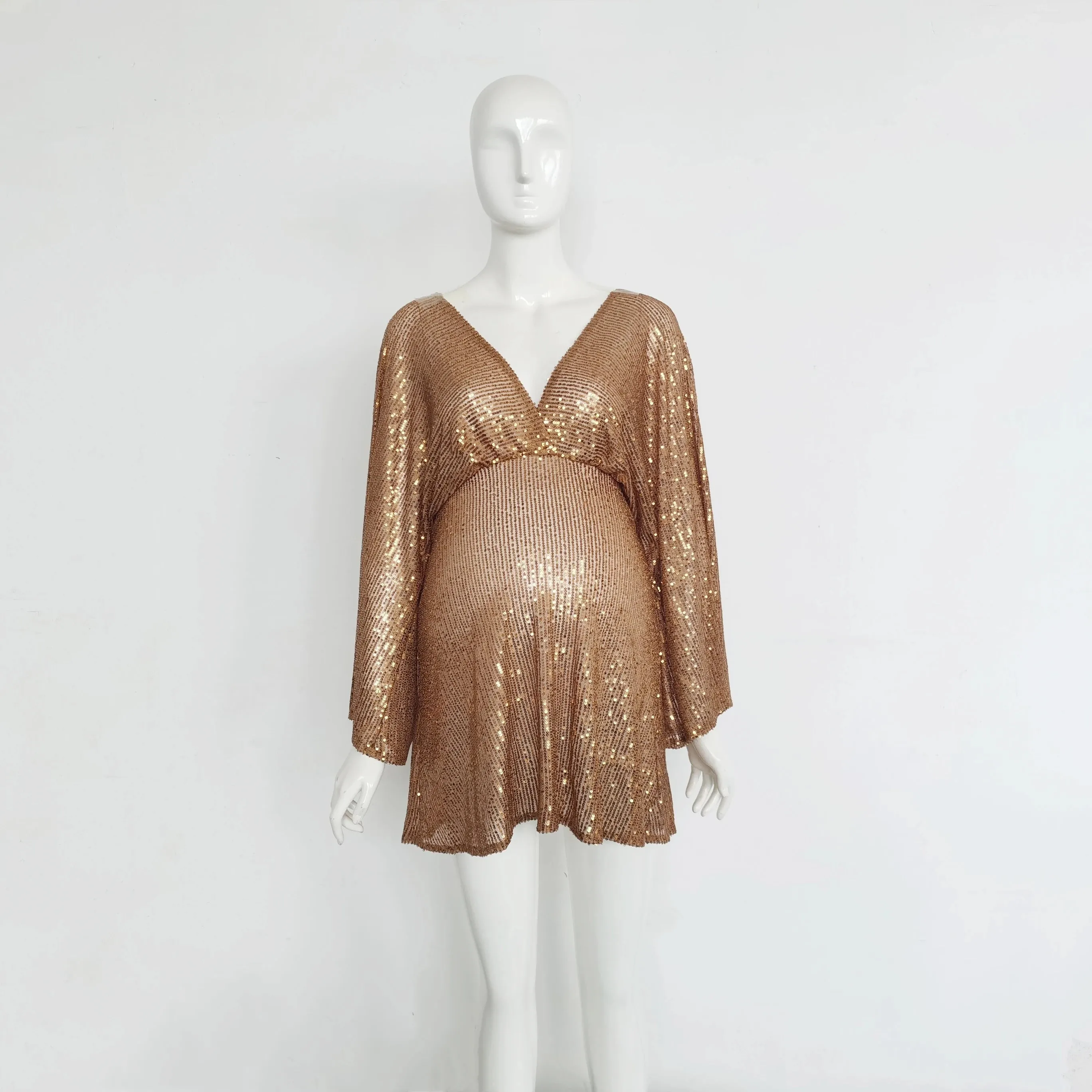 Elegant Maternity Sequin Mini Dress for Mothers-to-Be