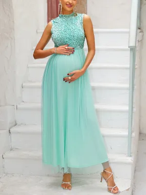 Elegant Sequined Maternity Gown for Formal Occasions