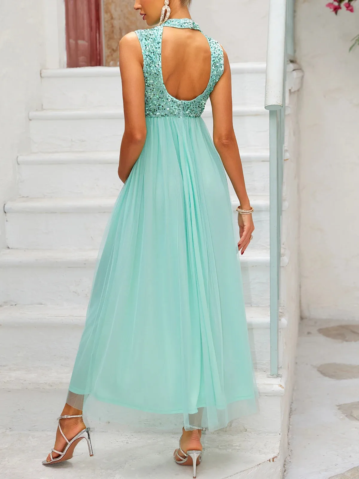 Elegant Sequined Maternity Gown for Formal Occasions