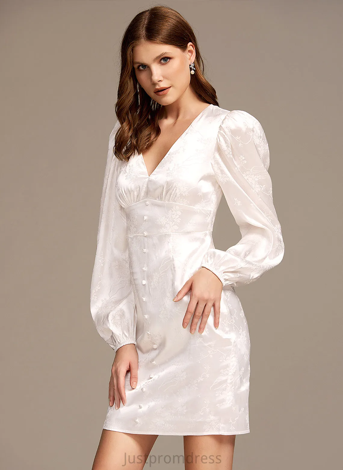 Elegant Sheath Sleeves V-Neck Long Satin Dresses Aimee Club Dresses