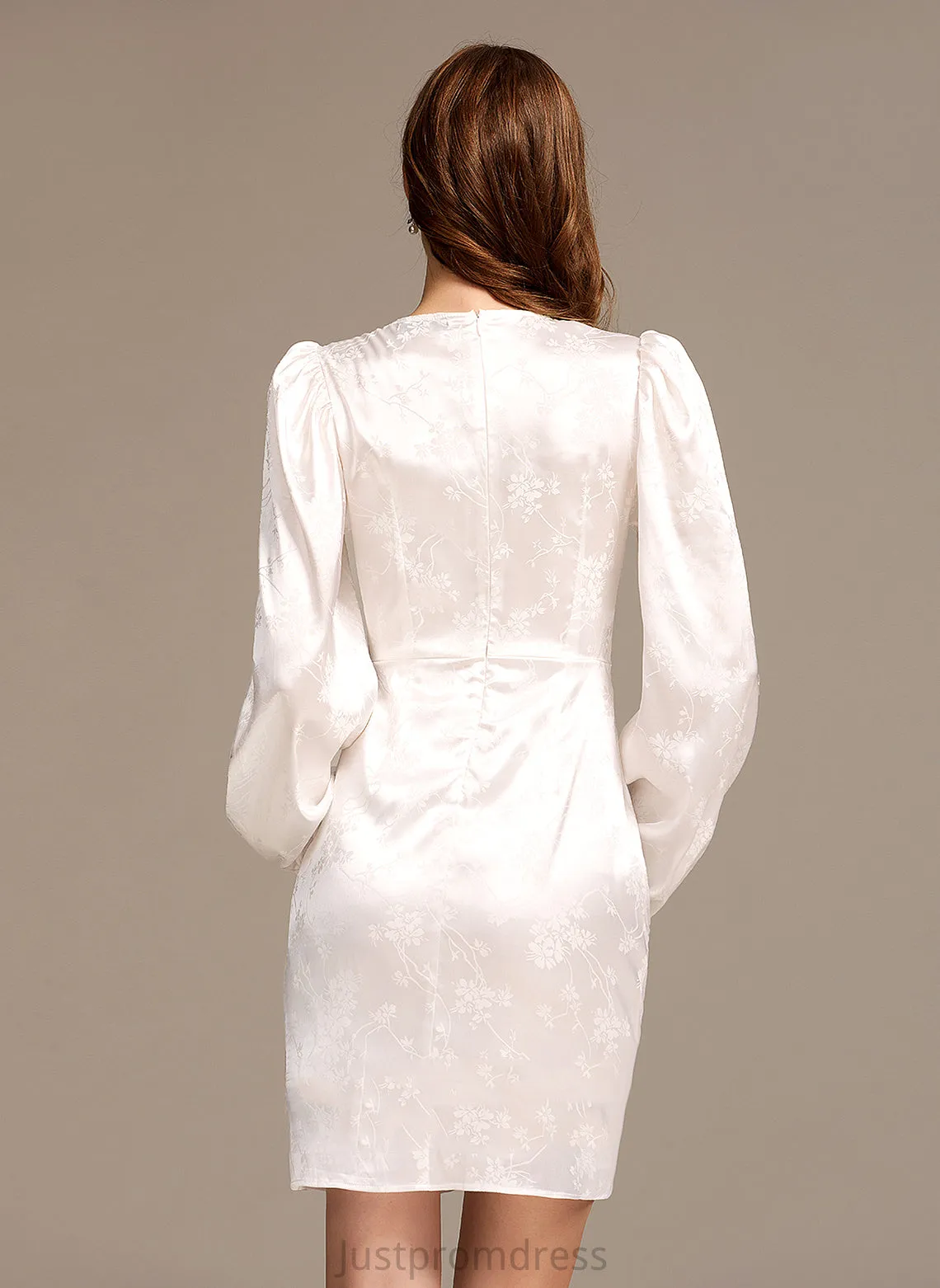 Elegant Sheath Sleeves V-Neck Long Satin Dresses Aimee Club Dresses