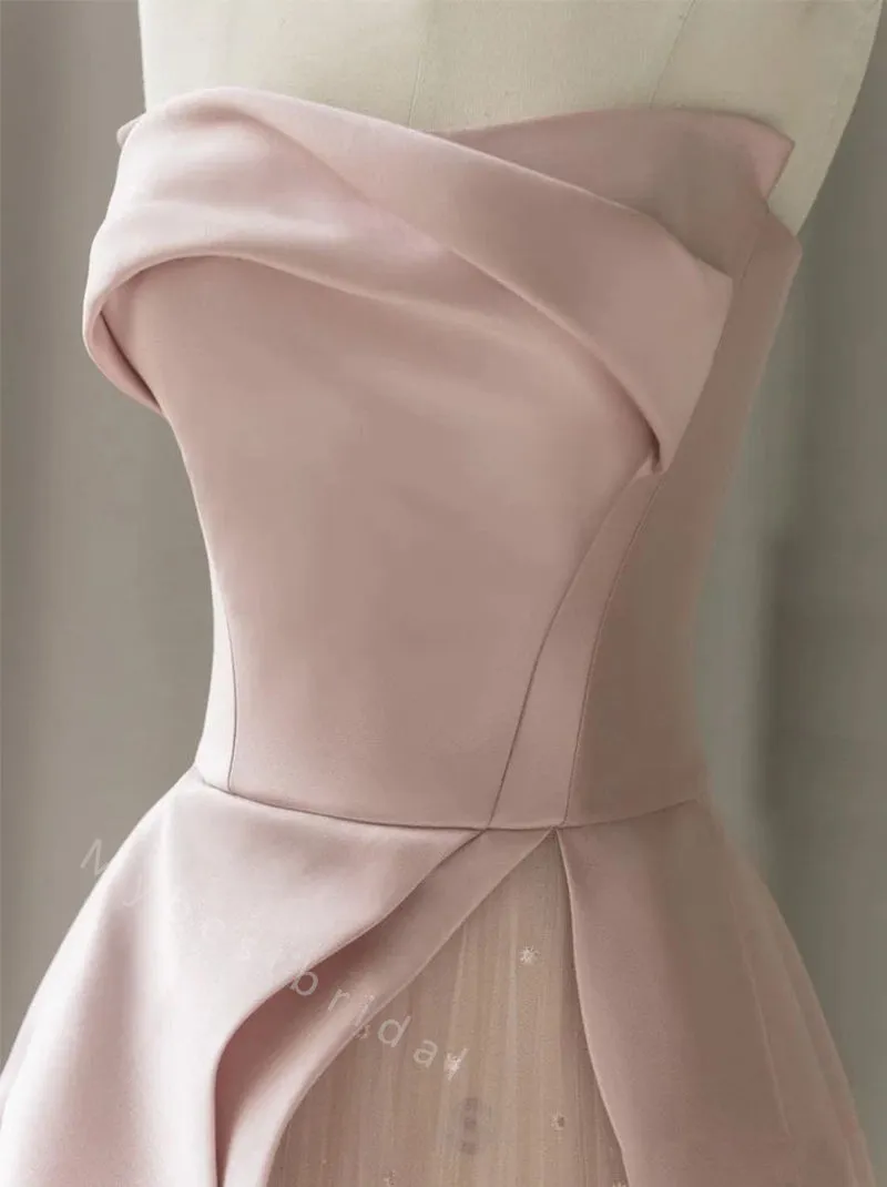 Elegant Strapless Sleeveless A-line Long Floor Length Prom Dress,PDS11473