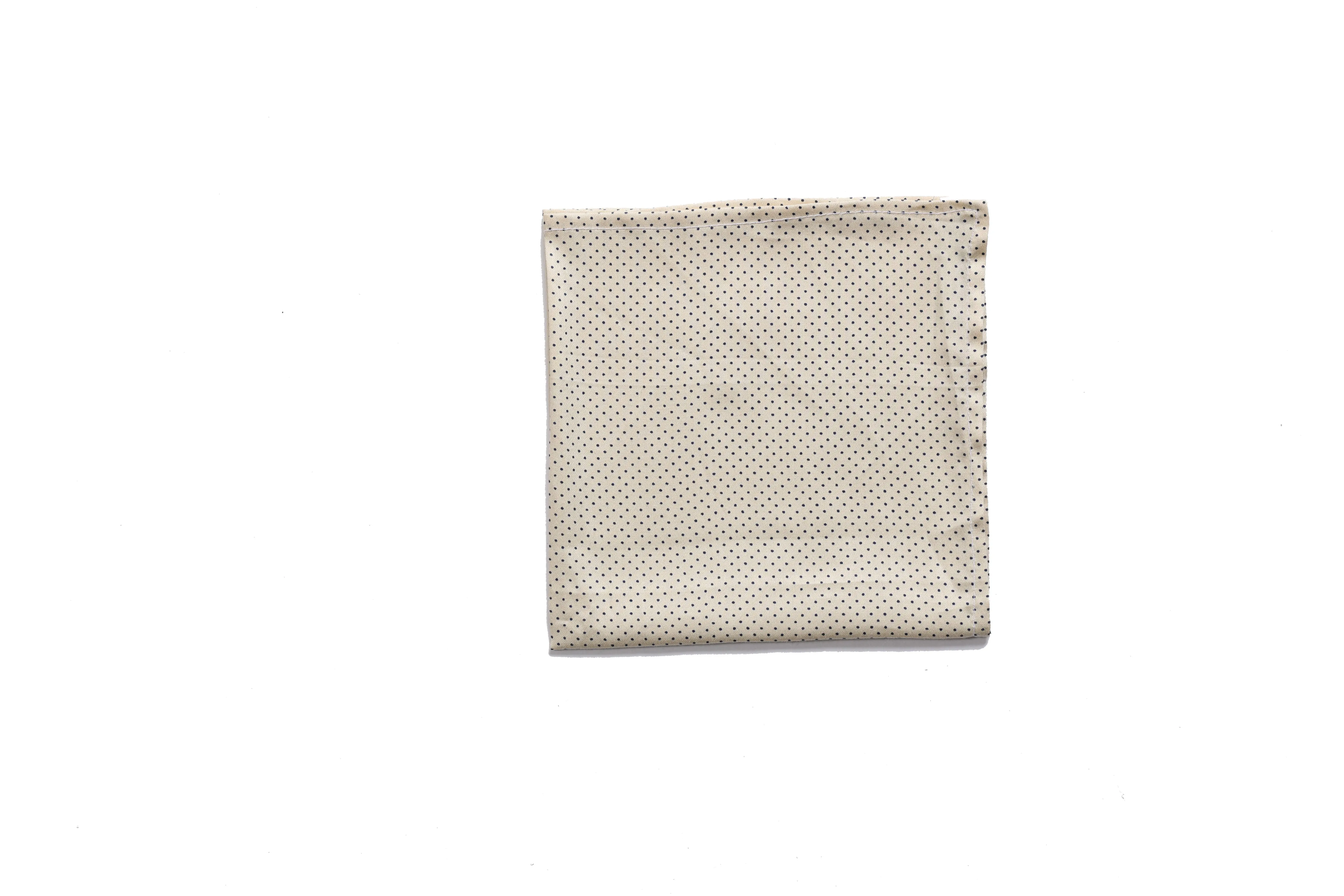 Elegant Yellow Cotton Pocket Square with Blue Dots | Men's Accessory