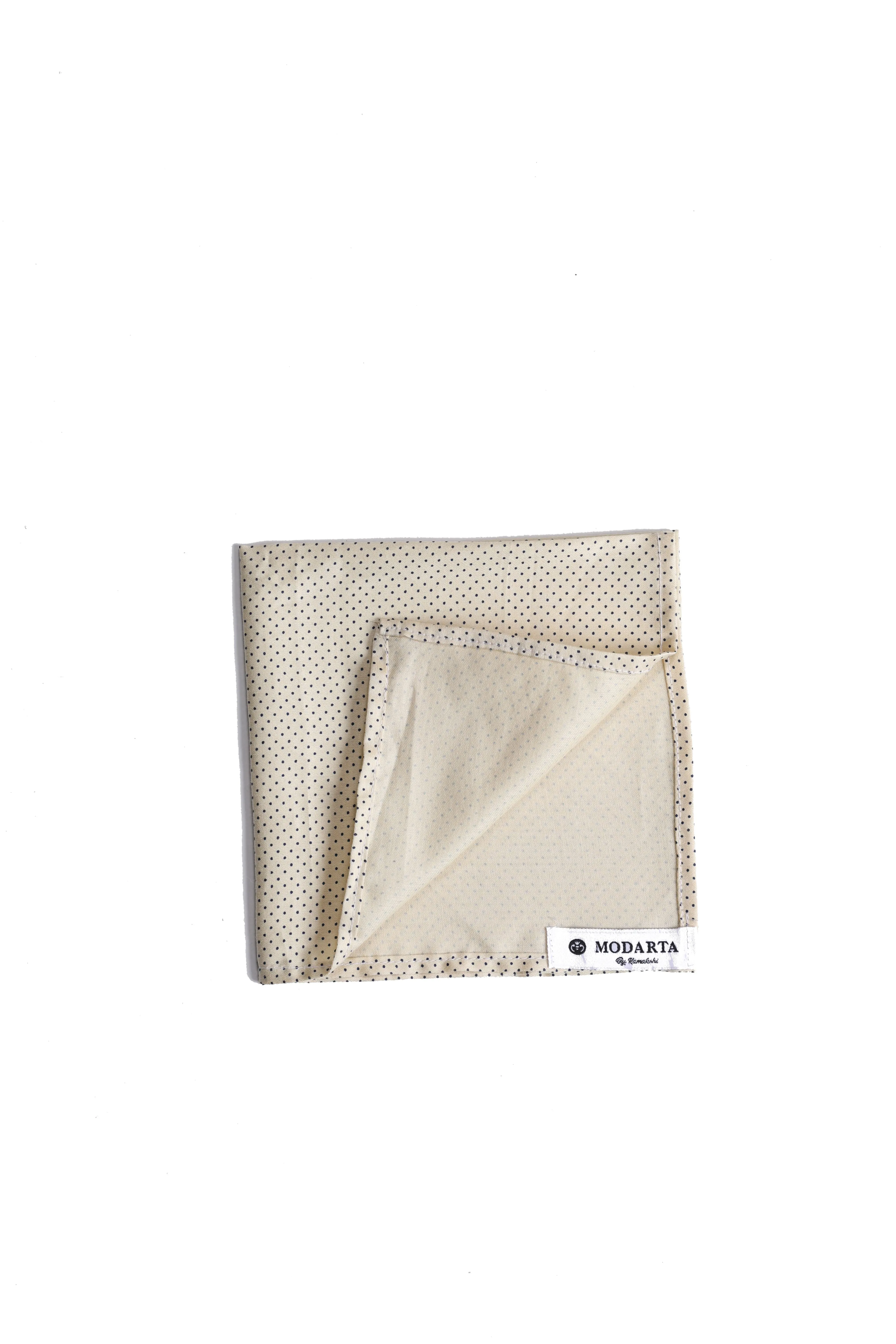Elegant Yellow Cotton Pocket Square with Blue Dots | Men's Accessory