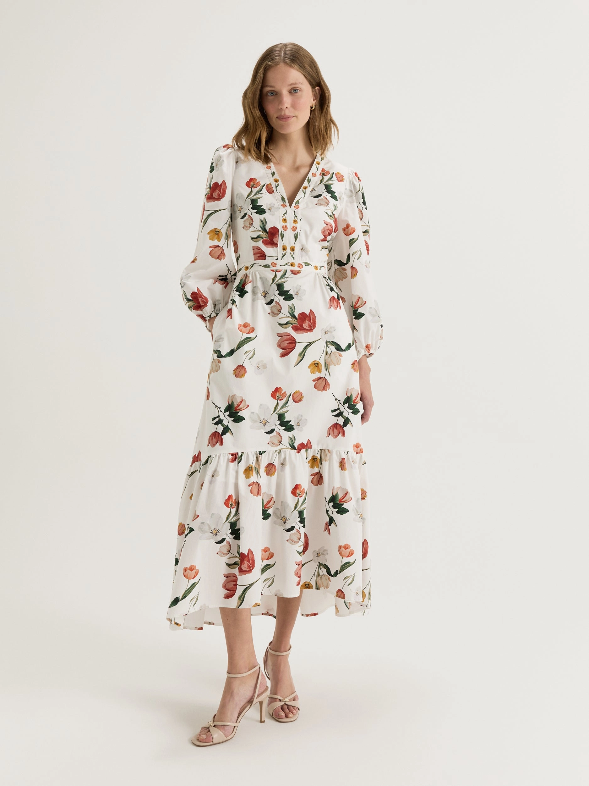 Fitted Style Rose Soft Gardenia Maxi Dress