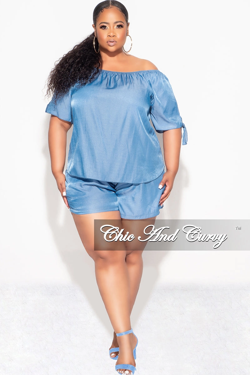 Final Sale Plus Size Off The Shoulder Top in Chambray (Top Only) Workwear