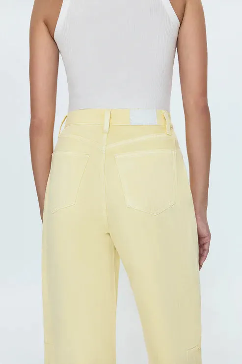 Eli High Rise Arched Leg - Soft Buttercup Twill Weave Texture Smart Look