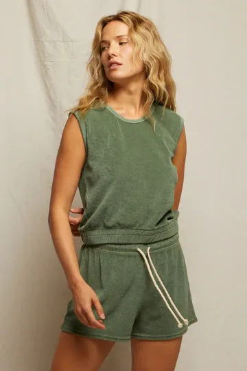 Ellie Loop Terry Tank - Aloe Elegant Cardigan Versatile Design