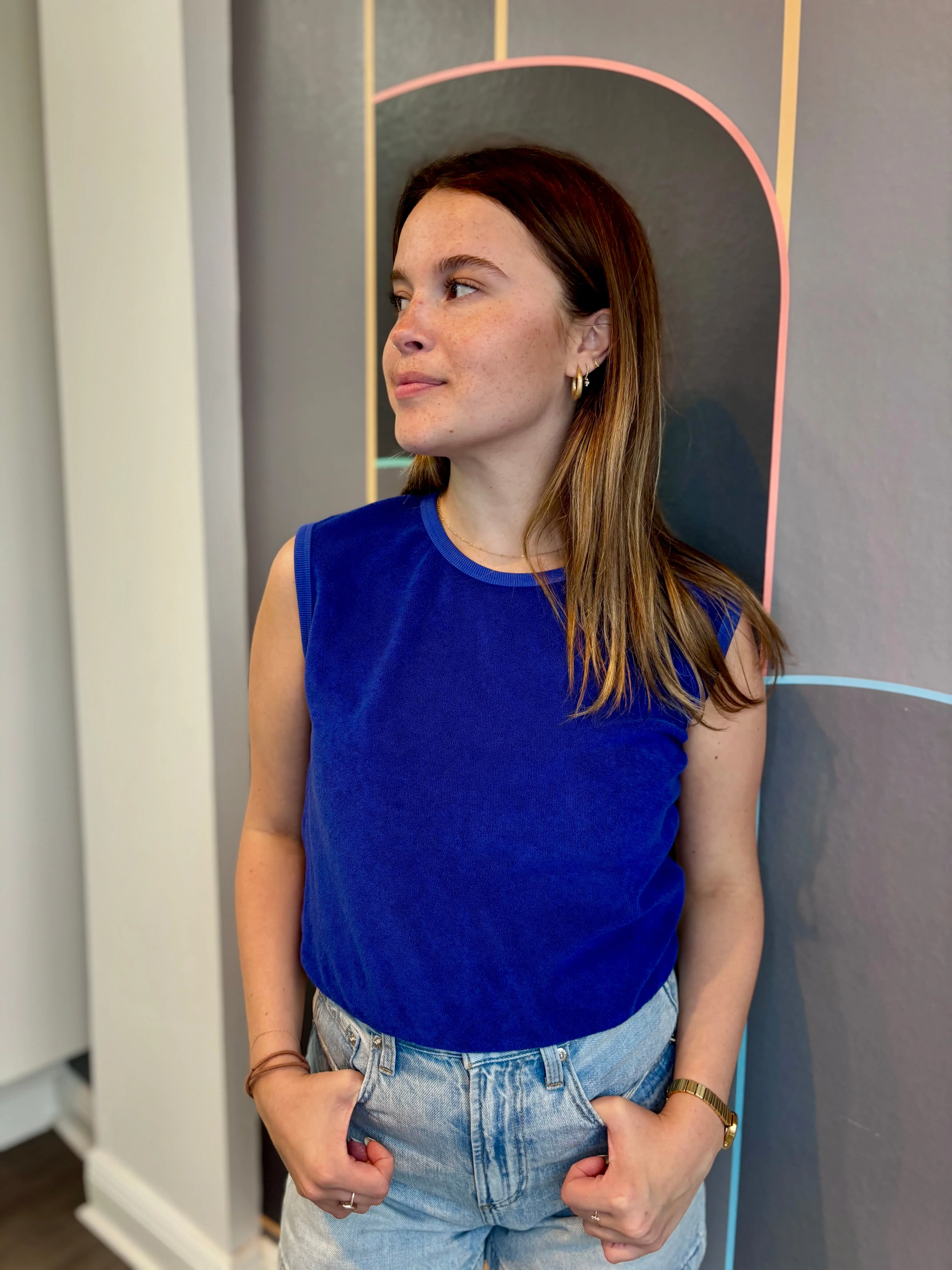 Ribbed Trims Ellie Loop Terry Tank