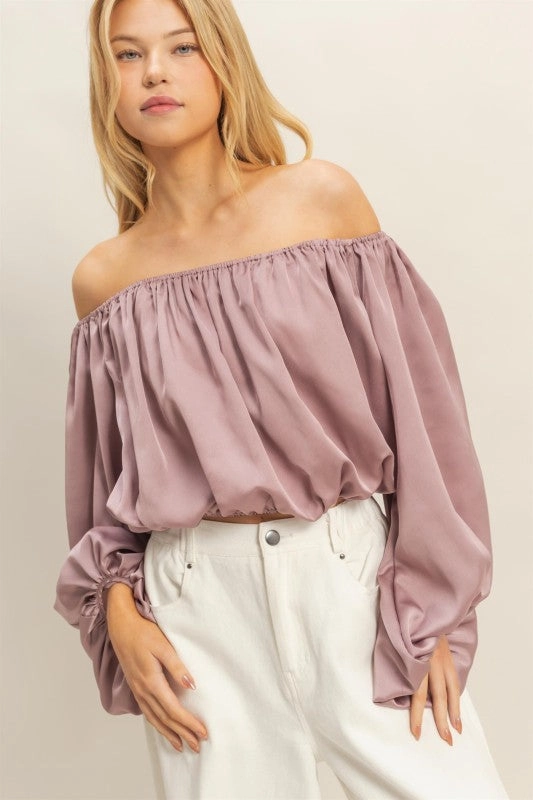 Casual Fit Ellie Elegant Off-shoulder Blouse With Balloon Sleeves