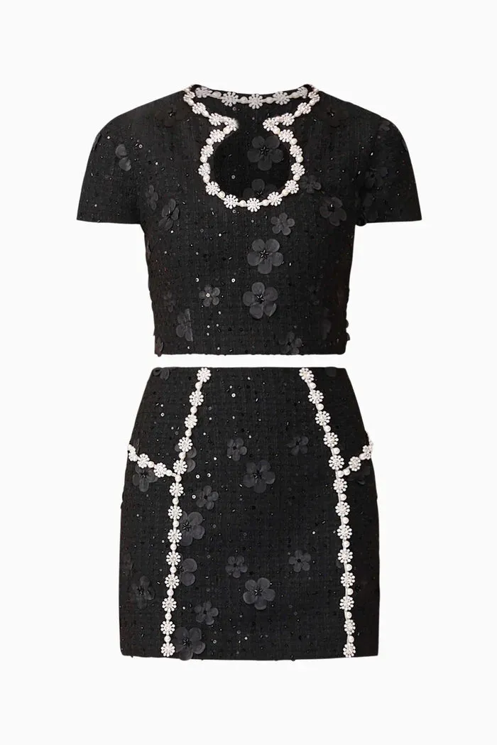 Ellouise Embellished Tweed Skirt Move Easy Durable Hem