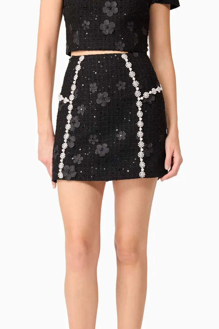 Outdoor Use Tapered Leg Design Ellouise Embellished Tweed Skirt