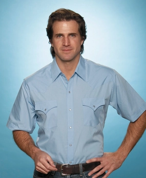 Ely & Walker Mens Solid Light Blue Western Shirt S/S Poly/Cotton Tall Layered Hemline