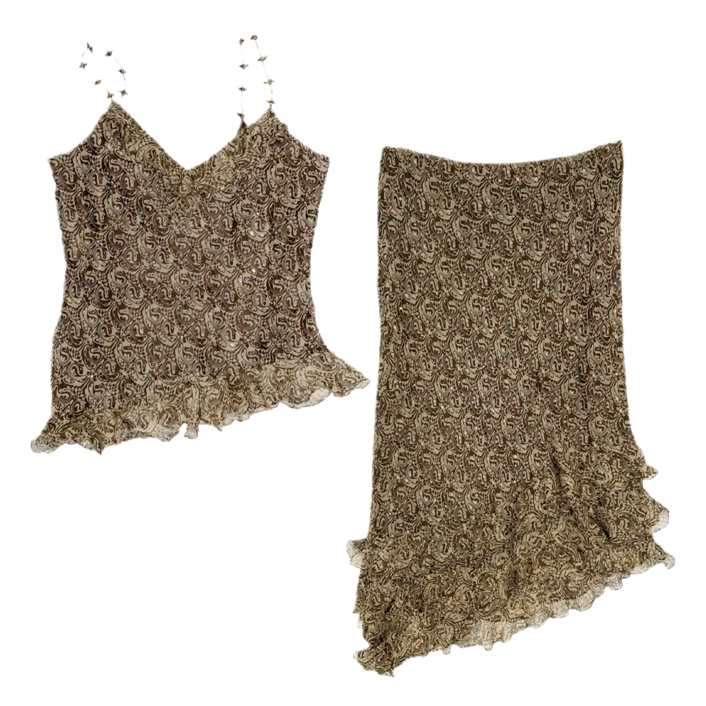Embellished Silk Skirt Set (XL)