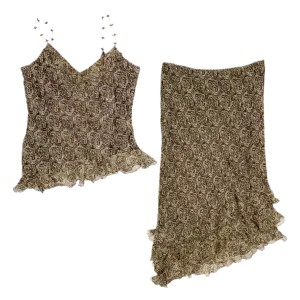 Embellished Silk Skirt Set (XL)