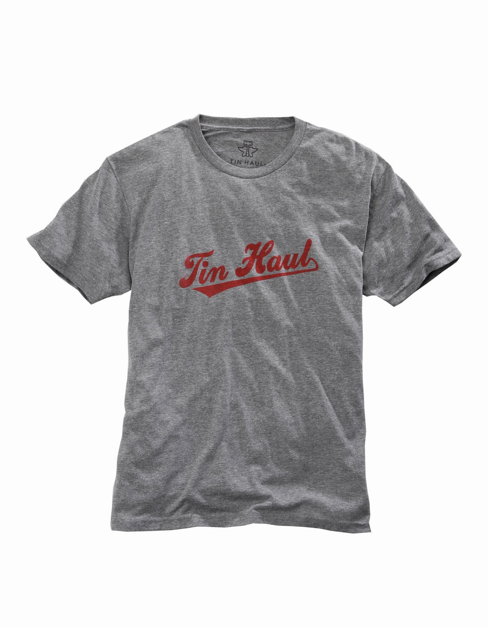 Mix-And-Match Tin Haul Unisex Grey/Red Athletic Script S/S T-Shirt