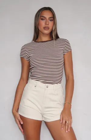 No Slip Grip maternity option Emerson Denim Shorts Cream