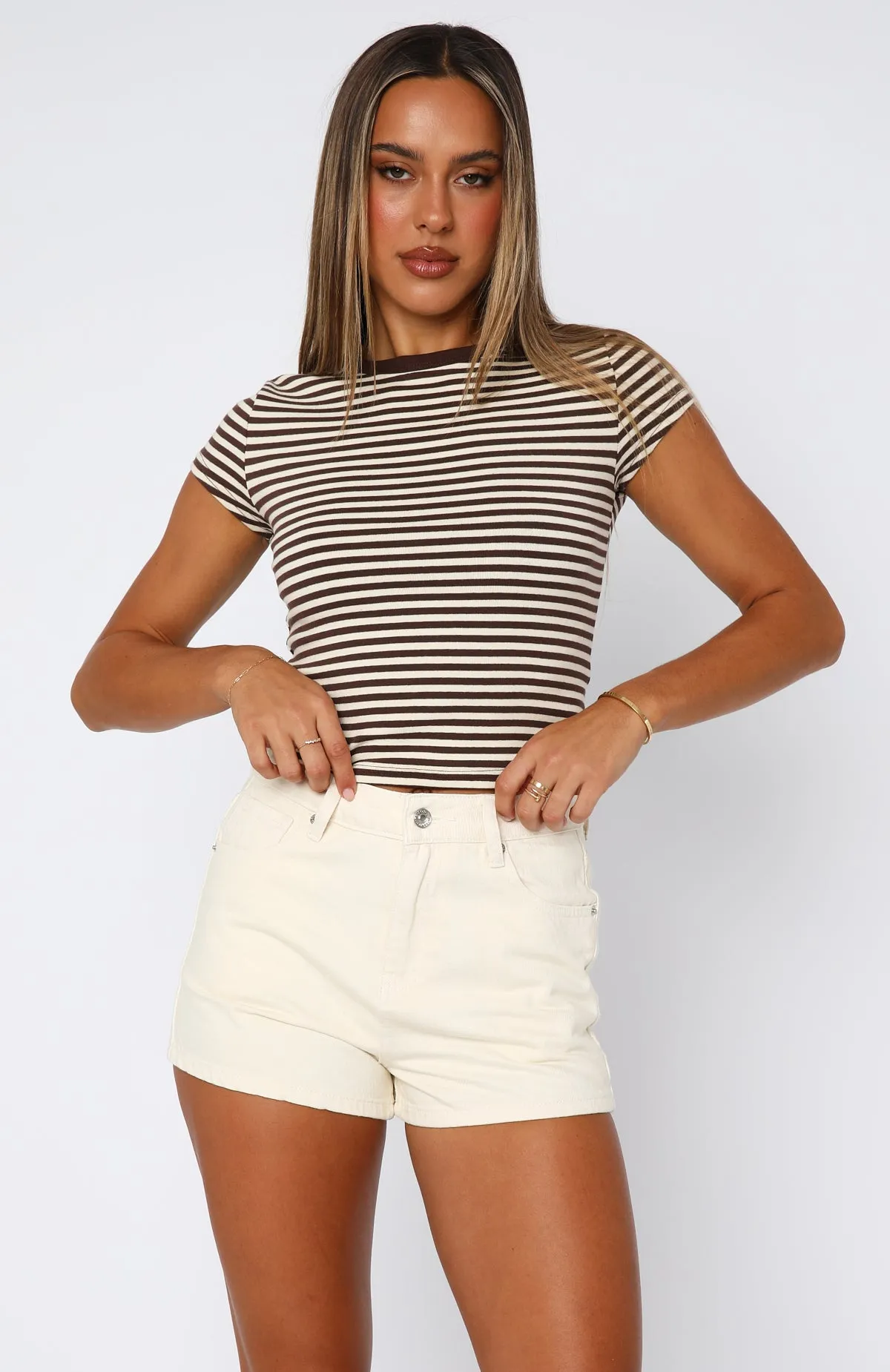 belt Emerson Denim Shorts Cream