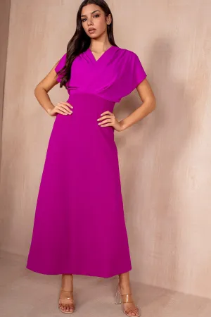 Emily Magenta Wrap V-Neck Dress