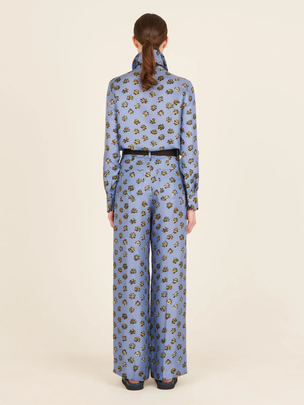 Emine Trousers - Periwinkle Golden Flower - last pair size XL