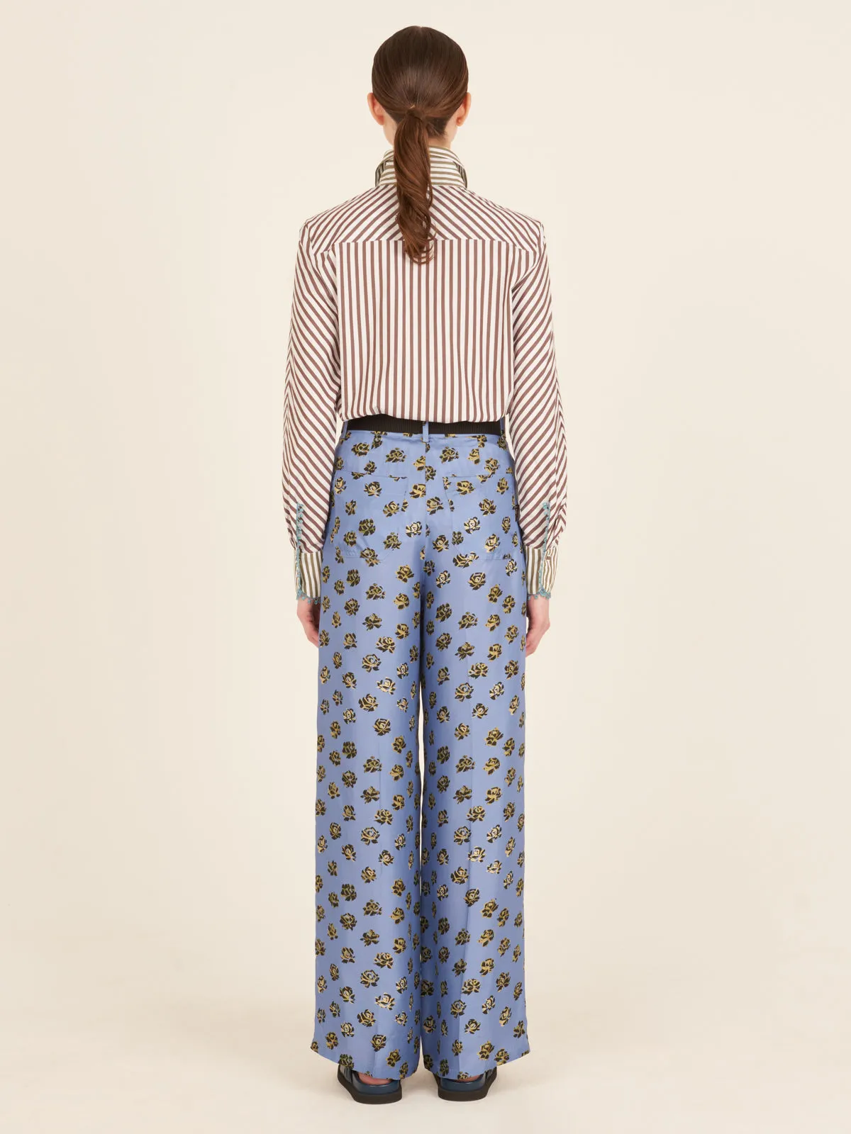 Emine Trousers - Periwinkle Golden Flower - last pair size XL