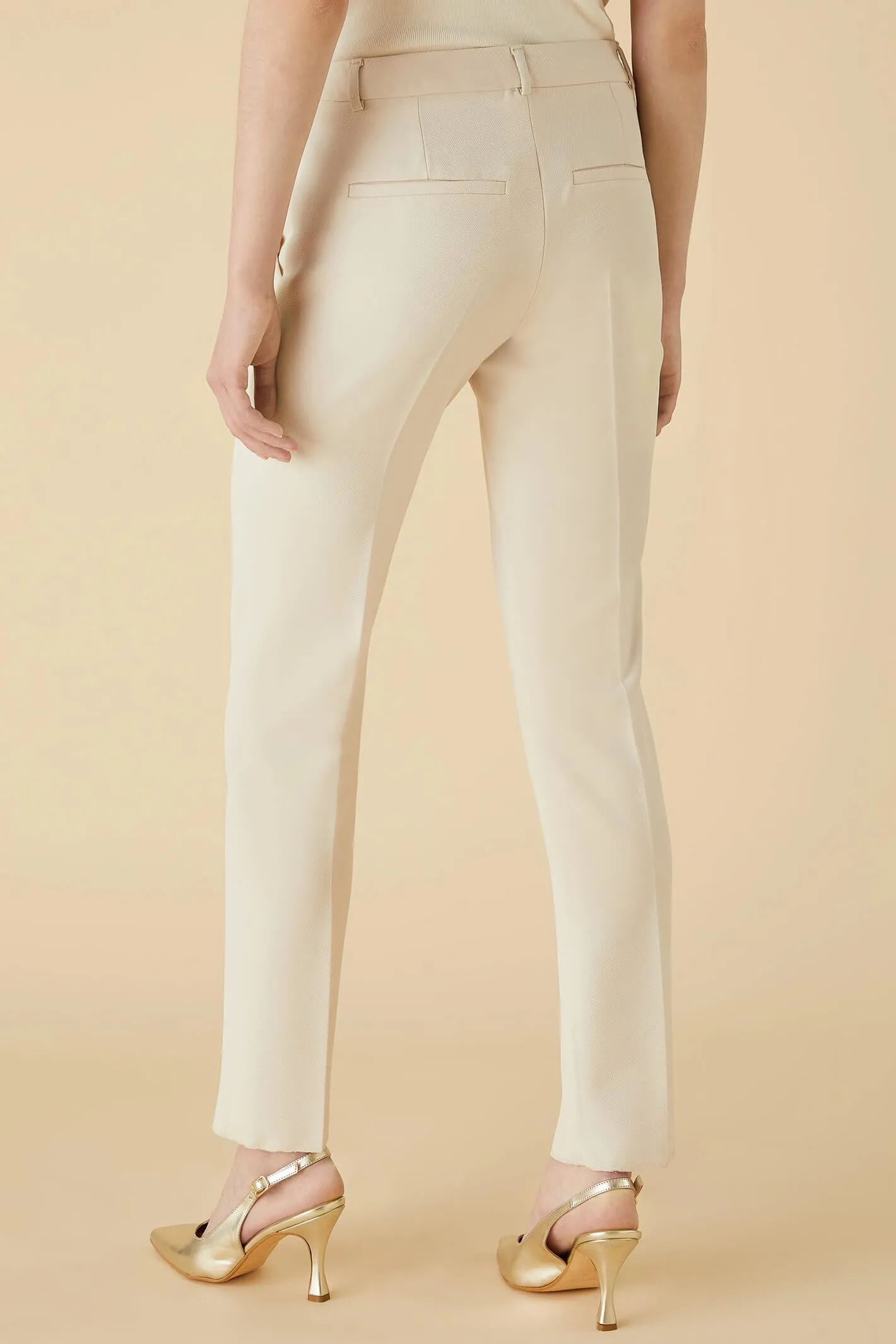 Emme Giuda 2351361439200 Ivory Slim Fit Trousers