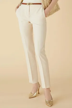 Emme Giuda 2351361439200 Ivory Slim Fit Trousers