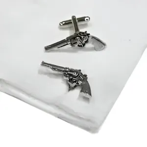 English Made Pistols Pewter Cufflinks