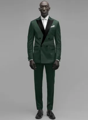 Enigma Green Double Breasted Tuxedo Suit