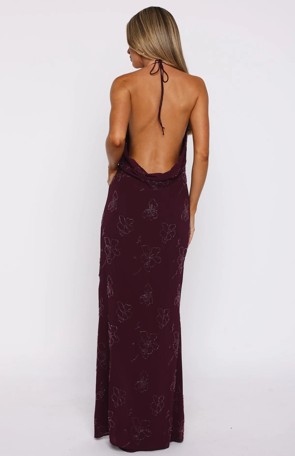 Slow Dancer Beaded Maxi Dress Deep Plum Quick-Dry