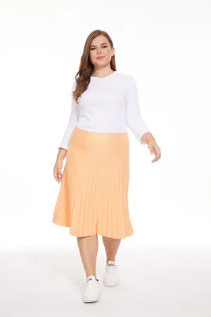 MM PURPLE LABEL - PASTEL ORANGE PLEATED (PLUS SIZE) Flexible Knit Light Motion