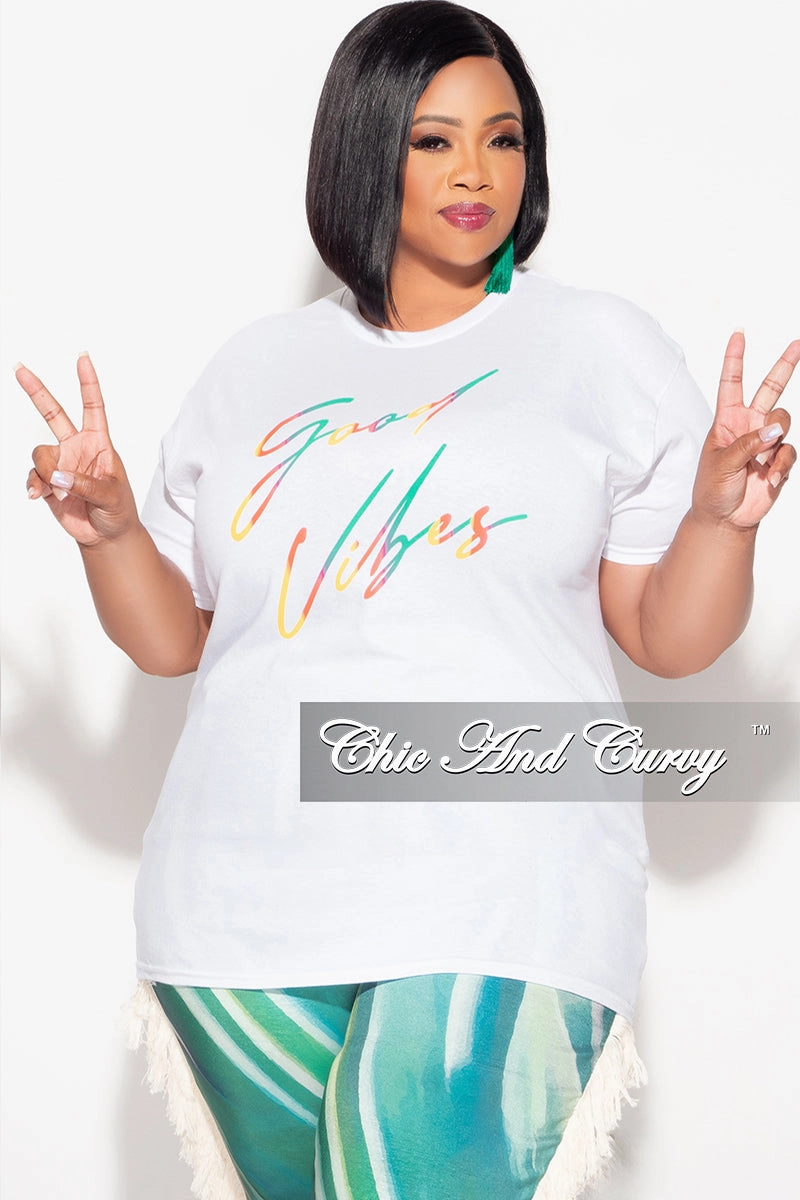 Final Sale Plus Size "Good Vibes" Graphic T-Shirt Stretch Flex
