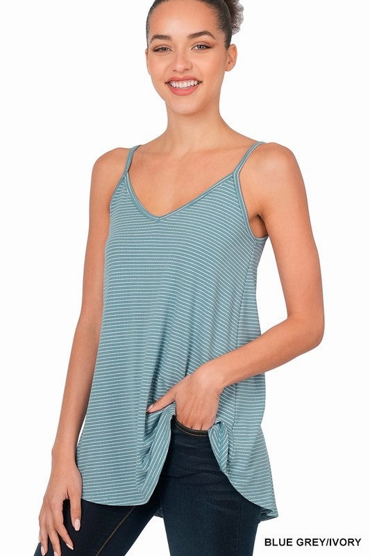 Miranda Stripe V-neck Spaghetti Cami S-XL MoistureWicking